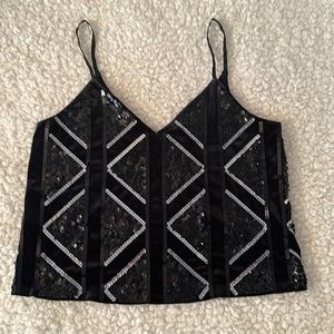 Sequin Velvet V-Neck Cropped Cami